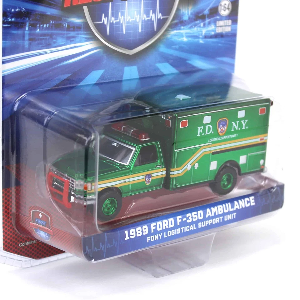Ambulanza F-350 Verde 1/64 1989 Unità Di Supporto FDNY Primi Rispondenti 67067 - Immagine 2 di 3