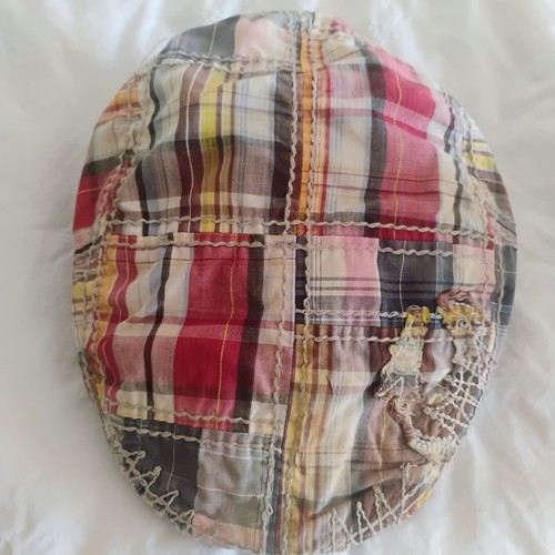 Vintage True Religion Patchwork bestickt Pageboy Paperboy kariert Kappe Mütze
