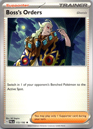 Boss's Orders (Ghetsis) 172/193 Rare Paldea Evolved Pokemon Holo Near Mint