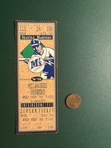 GRIFFEY HR 1st M's Player DRIVE in 100 RUNS BACK BACK 1992 MARINERS ticket stub
