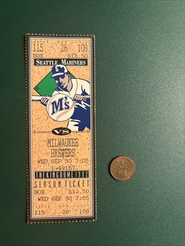 GRIFFEY HR 1st M's Player DRIVE in 100 RUNS BACK BACK 1992 MARINERS ticket stub
