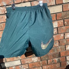 NIKE swim shorts Men s Size M Vintage 90s Big Check Logo Swoosh Board Shorts