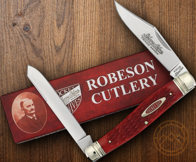 【Fab】Blood on Her Hands RF 3枚セット Robeson Texas Moose Pocket Knife Stainless Steel Blades Red Jigged