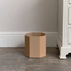 Mocha Brown Wooden Octagonal Edge Waste Paper Bin
