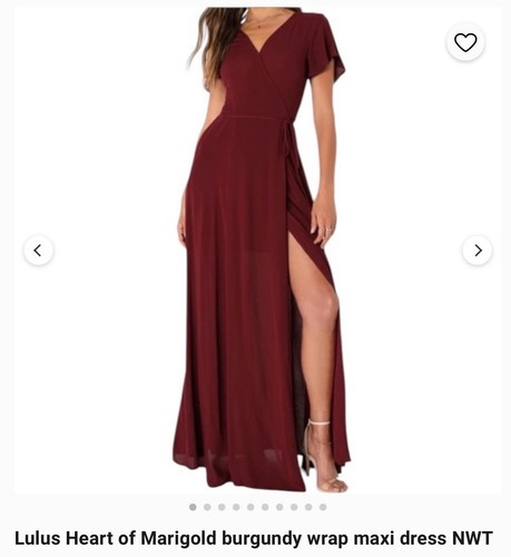 Lulus burgundy wrap maxi dress (small)