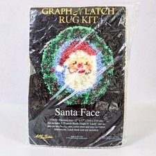    VTG New Graph N' Latch Santa Face Latch Hook Rug Kit MCG Textiles DIY Craft