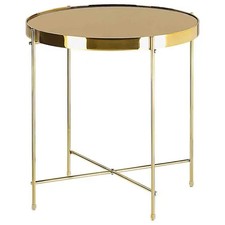 Beliani Side Table LUCEA Tempered Glass Gold