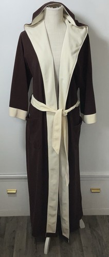 Munsingwear Mens Robe Vtg 1960s Brown Ivory Trim Small-XL Made in USA - Afbeelding 1 van 8