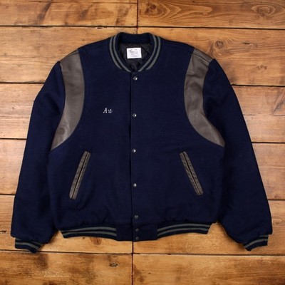 Vintage Jacke Shack Varsity 2XL Herren 90er Blau USA Made Wolle College Bomber