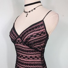 Y2K Midi Dress 4 Black Pink Lace 90s Fairy Grunge Cocktail Babydoll Vintage