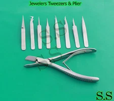 9 Jewelers Tweezers & Plier, Watch & Clock Repair Tools