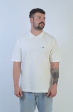 Burberry London Vintage Men's White Knitted Polo Shirt Size L Made in England