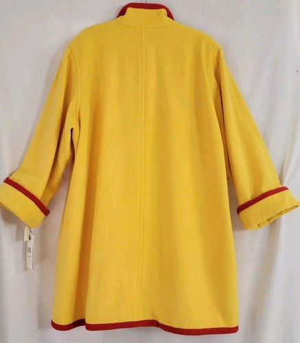 VTG Rare Bill Blass Wool Oversized Swing Coat Jacket Runway Yellow Red Trim 12 - Picture 11 of 21