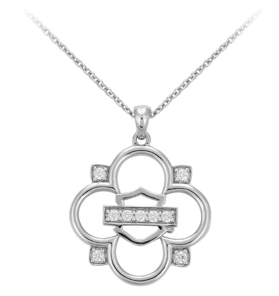 Collar trébol bling genuino Harley-Davidson para mujer HDN0431-16ADJ Foto 2 de 4