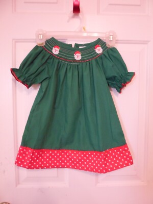 NWT Boutique Toddler size 2 SANTA Smocked Christmas Dress | eBay