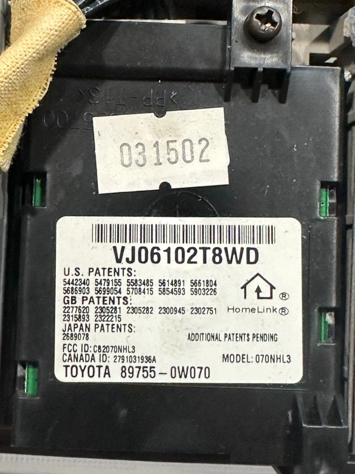 02-06 Lexus ES300 ES330 consola superior luz domo techo corredizo Homelink gris OEM Foto 4 de 4
