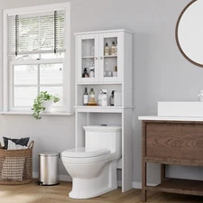 Shintenchi Over The Toilet Storage Cabinet, Bathroom Shelf Organizer ，White