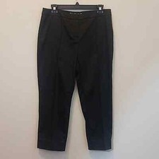 St. John Satin Liquid Crop Black Pants Size 8