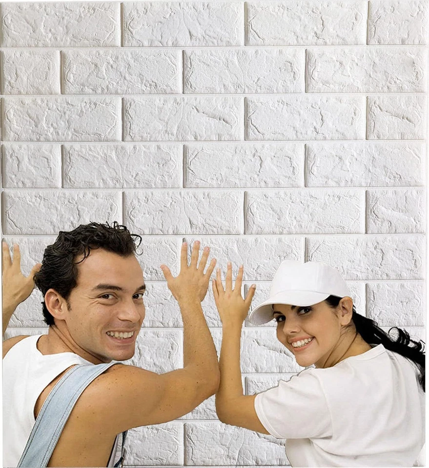 20PCS 3D Tile Brick Wall Sticker Self-adhesive Waterproof PE Foam Panel 69*77cm - Image 4 of 4