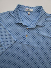 Mens Large Peter Millar Polo Shirt Taxes Skull Print Jersey golf blue