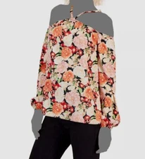 INC Women's Pink Printed Long-Sleeve Halter Top Size XS