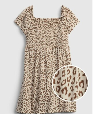 Gap Kids Print Smocked Dress Leopard Print Medium (8) New With Tag MSRP $34.95  