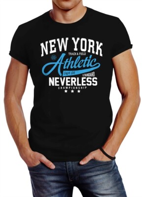 Herren T-Shirt New York Athletic Slim Fit Neverless 
