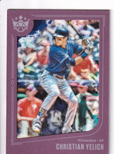 2019 Panini Diamond Kings Plum Framed Christian Yelich card #138. nrmt-mt