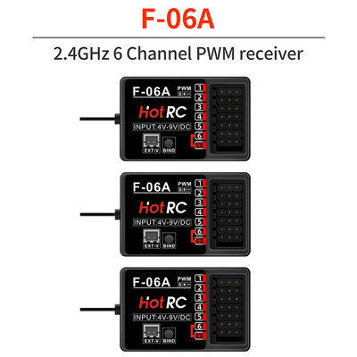 HOTRC F-06A 2.4GHz FHSS 6CH RC Receiver x 3 sets for Vehicle Ship Aircraft Tank