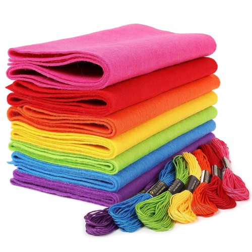 Rainbow Colors Felt Sheets 7 Rolls 8"x35" 1.4mm Thick for Sewing & DIY Crafts