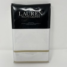 Lauren Ralph Lauren KING Sham Spencer Sateen Border White/Wheat 100 Cotton