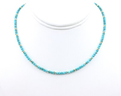 4mm Round Arizona Turquoise & Gold Fill or Silver Necklace, Women's Choker