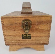 Gold Bond WOODEN SHOE SHINE BOX chest Vintage Empire Brushes 5772 2464