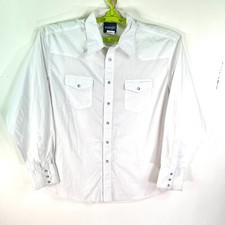 Wrangler Western Fashion Pearl Snap Shirt Mens Size XL White Long Sleeve