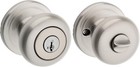 Kwikset Juno Entry Door Knob with Lock and Key, Secure Keyed Handle Satin Nickel