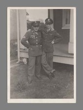 WW2 Photo Two Gi Standing Taking Pose In Uniform