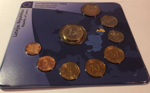Kursmünzensatz Lettland unzirkuliert 1 Santims bis 2 Lati, vor Euro - Zdjęcie 1 z 2