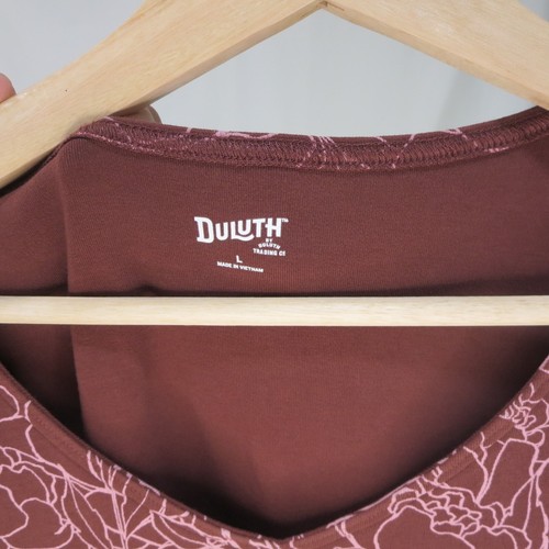 Duluth Trading Co Dress Casual Pullover Brown Pink Floral Side Pockets Size L - Bild 3 von 5