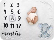 Elephant Baby Monthly milestone Blanket