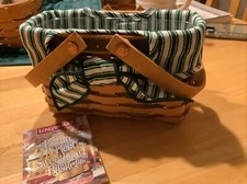 Longaberger Picture Perfect Sweetheart Basket & protector liner green weave