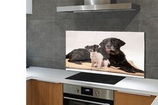 Tulup Küchenrückwand Spritzschutz aus Glas 140x70 lying dogs