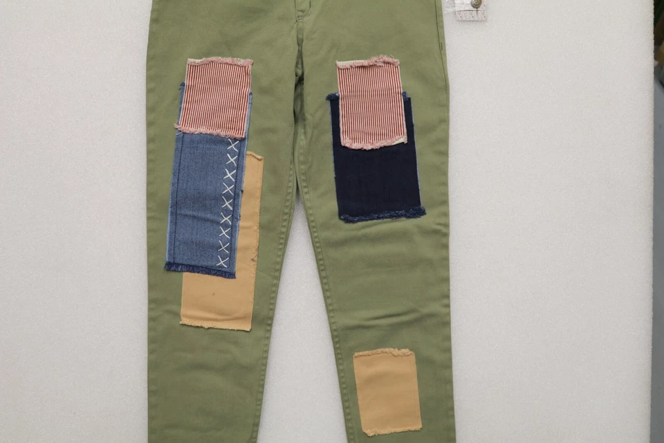 JAK & PEPPAR PEP SCHOOL SKINNIES GIRL'S SIZE 16 PANTS PATCH JEANS FORREST GREEN - Image 3 of 4