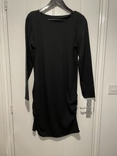 LADIES LA REDOUTE BLACK COTTON FITTED LONG SLEEVED DRESS UK SIZE 16 BRAND NEW