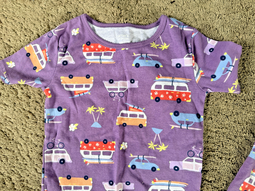 Girls Carters 2 Piece Pajama Set Purple With vans short sleeve long pant size 8 - Picture 3 of 4