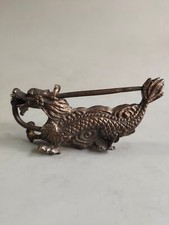 Collectible Chinse old copper handmade dragon horse head exquisite lock key