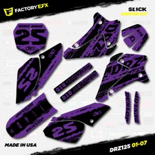 Black & Purple Slick Racing Graphics Kit fits Suzuki DRZ125 01-07 DRZ 125 Decals