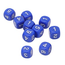  Blue 20PCS 6 Sides Number Dice Round Corner Design Plastic Dice Set Board CH