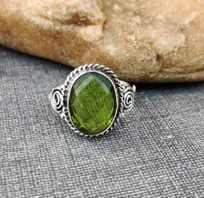 Natural Peridot Designer 925 Sterling Silver Boho Handmade Ring All Size SR83