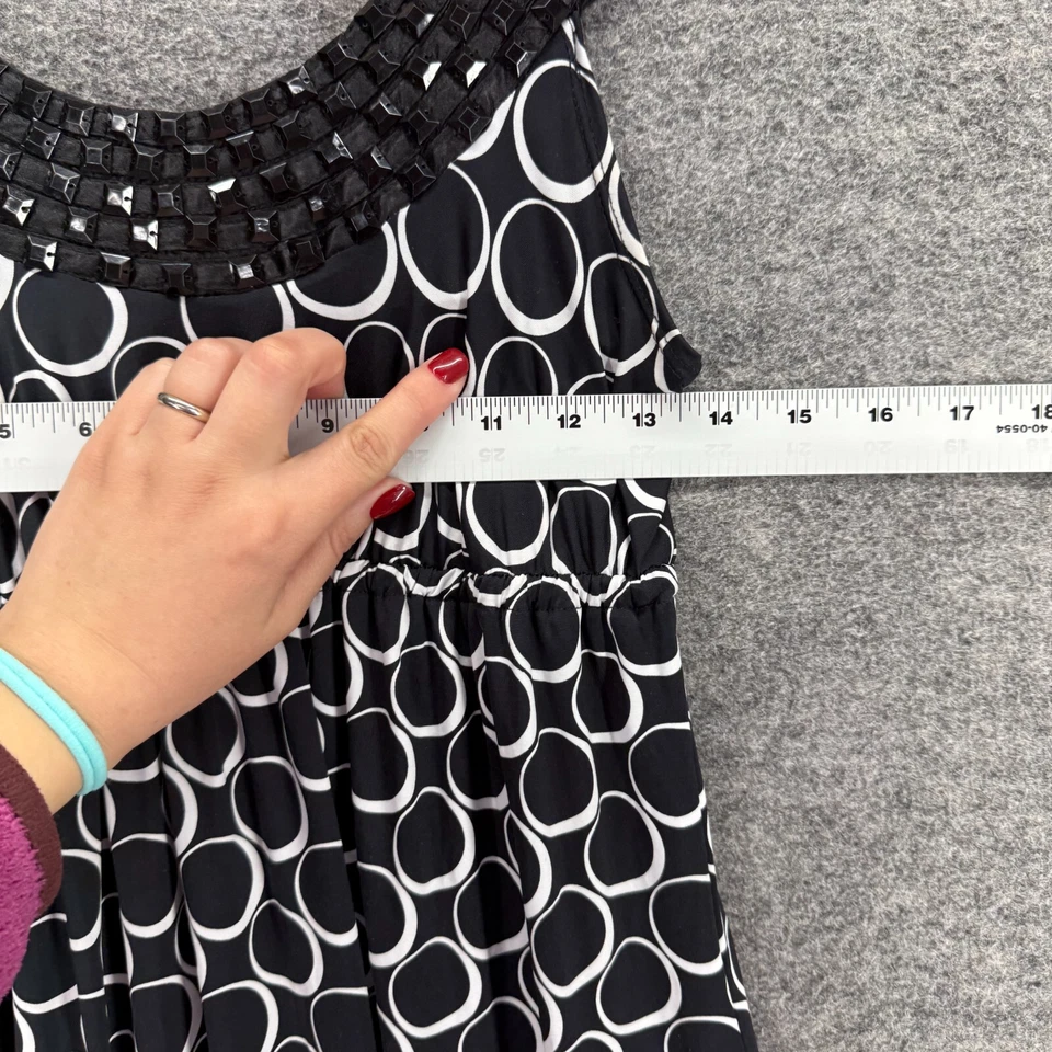 Vestido Poesía Mujer S Pequeño Negro Funda Geométrica Midi Estrás Sin Mangas Foto 3 de 4