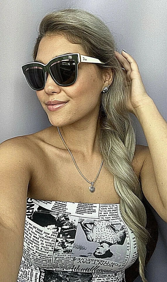 Nuevas gafas de sol Christian DIOR blancas oliva ojo de gato de gran tamaño para mujer Italia Foto 4 de 4